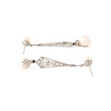 Edwardian Pearl, Diamond, and Platinum Dangle Earrings