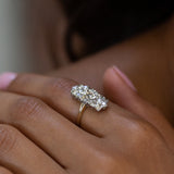 Old Mine Cut Diamond, Platinum, and 14k Gold Ring