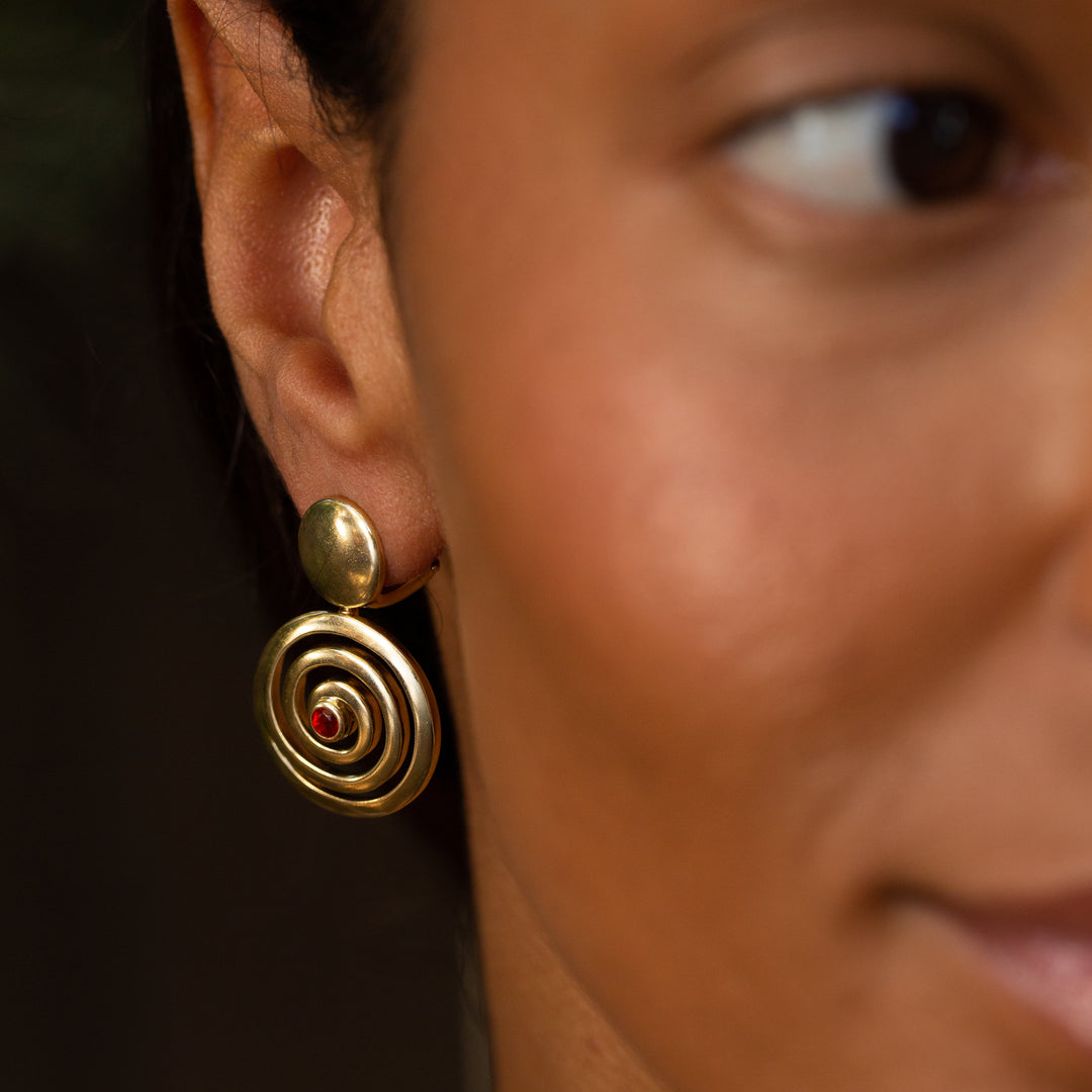 Spiral 18K Gold Dangle Earrings