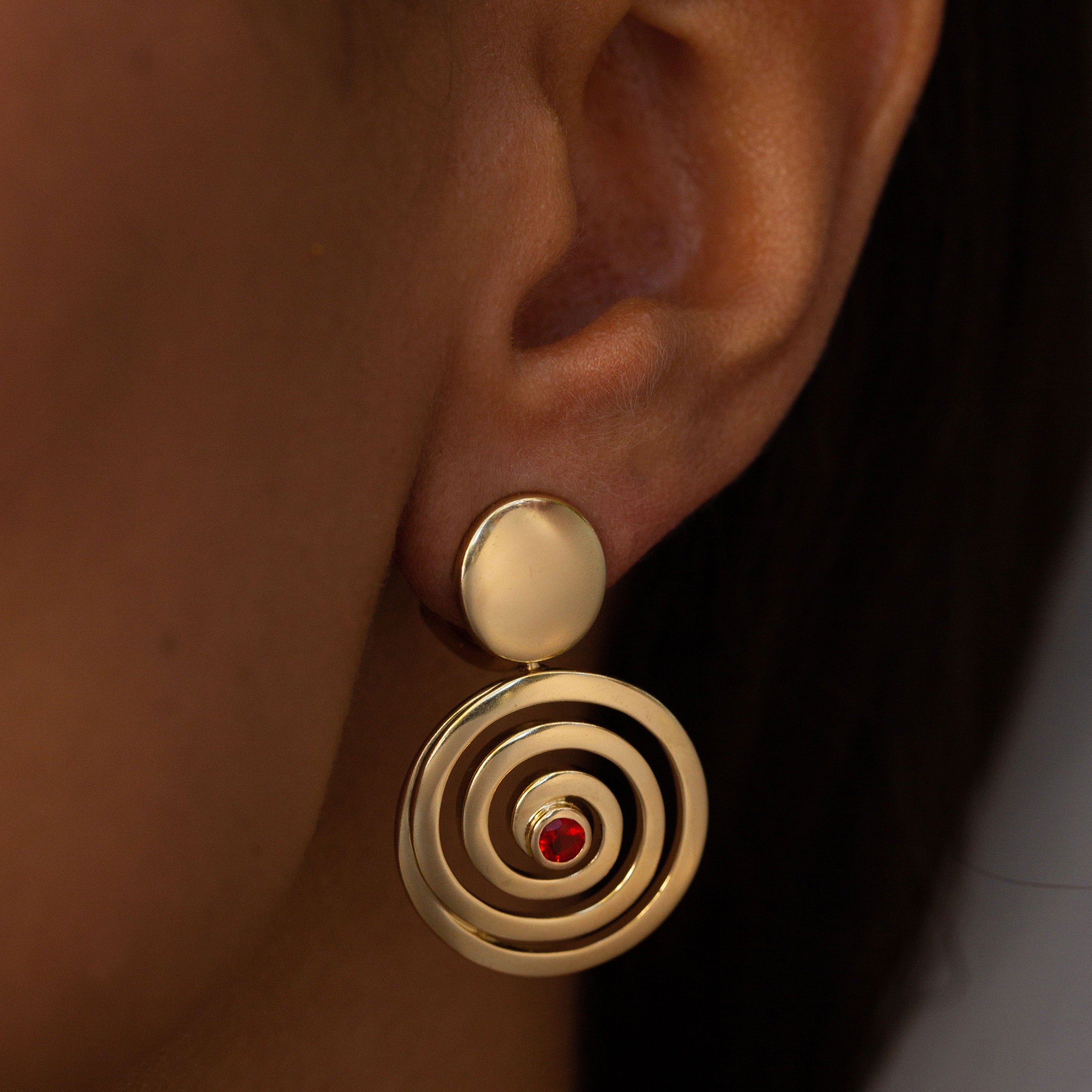 Spiral 18K Gold Dangle Earrings