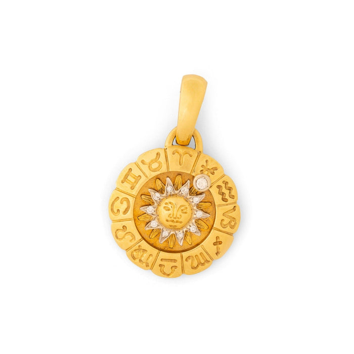 Italian Zodiac Wheel 18k Gold and Diamond Charm