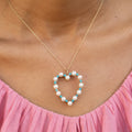 Turquoise, Pearl, and 14K Gold Large Heart Pendant
