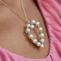 Turquoise, Pearl, and 14K Gold Large Heart Pendant