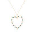 Turquoise, Pearl, and 14K Gold Large Heart Pendant
