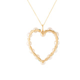 Turquoise, Pearl, and 14K Gold Large Heart Pendant