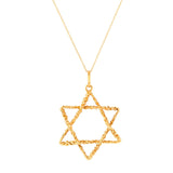 Star of David Textured 18k Gold Pendant