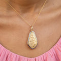 Engraved 14k Gold and Enamel Elongated Locket