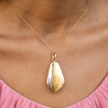 Engraved 14k Gold and Enamel Elongated Locket