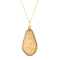Engraved 14k Gold and Enamel Elongated Locket