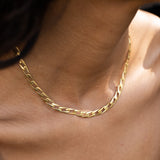Italian Flat Curb Link 18K Gold 16" Chain
