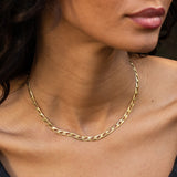 Italian Flat Curb Link 18K Gold 16" Chain