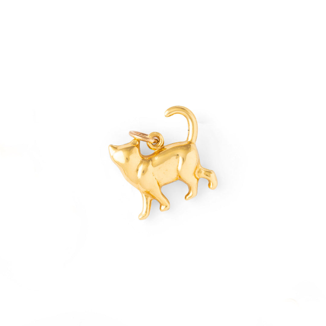 French Walking Cat 18K Gold Charm