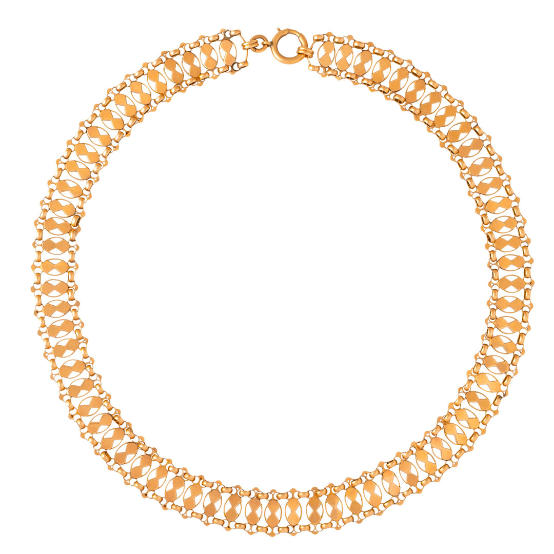 Victorian Decorative Link 14k Gold 18" Collar Necklace