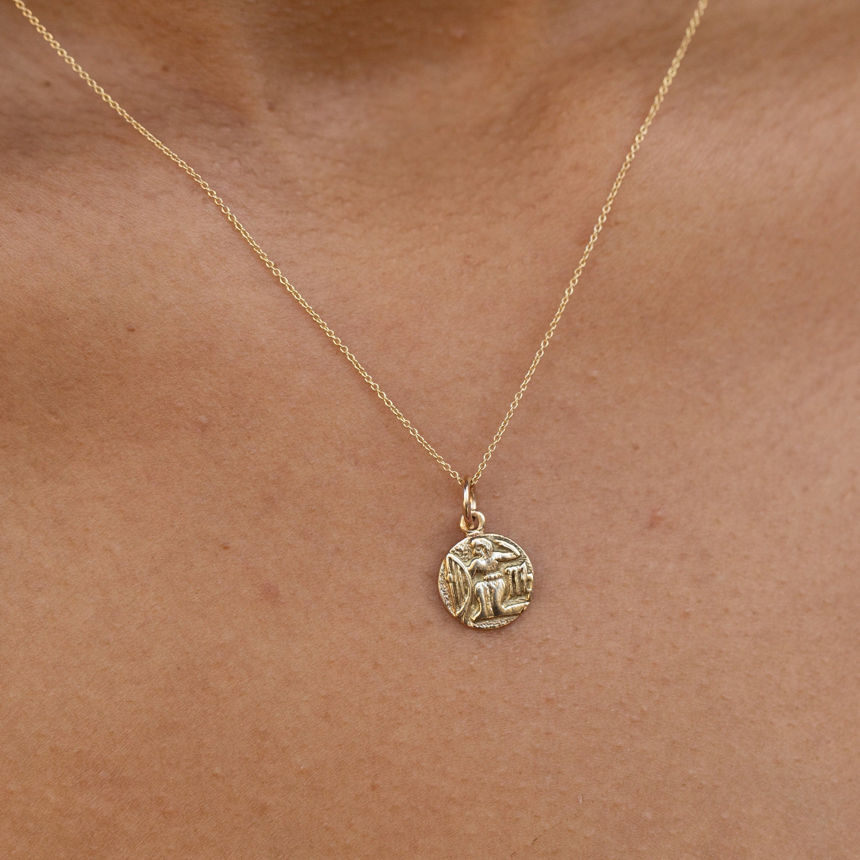 Petite 14k Gold Virgo Coin Zodiac Charm