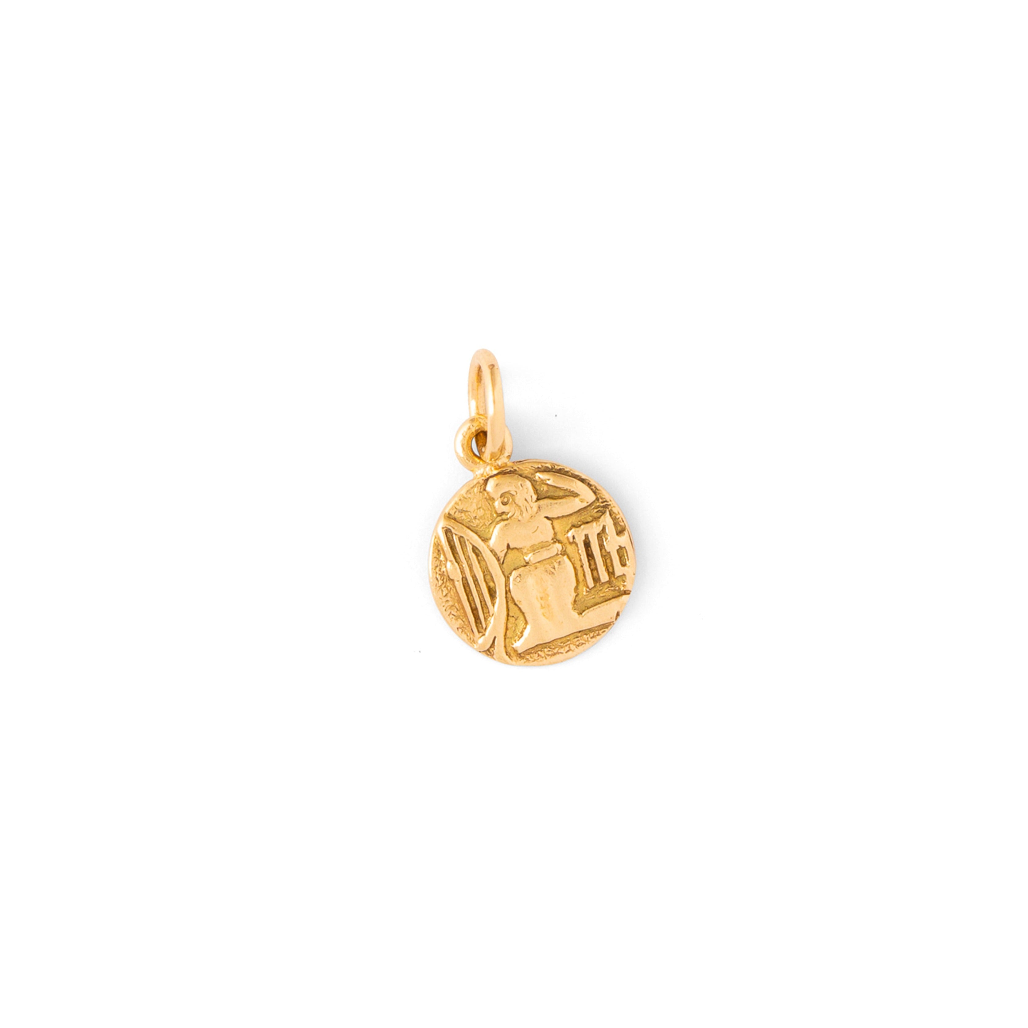 Petite 14k Gold Virgo Coin Zodiac Charm