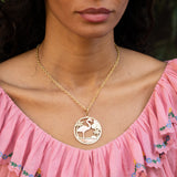Extra Large Multi-Gold Flamingo Pendant Charm