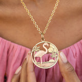 Extra Large Multi-Gold Flamingo Pendant Charm