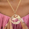 Extra Large Multi-Gold Flamingo Pendant Charm