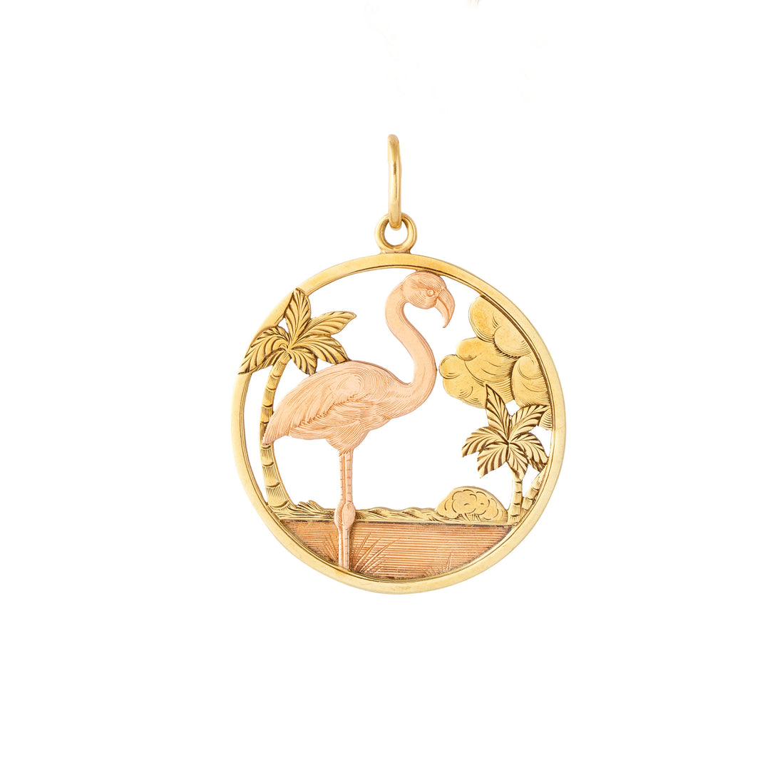 Extra Large Multi-Gold Flamingo Pendant Charm