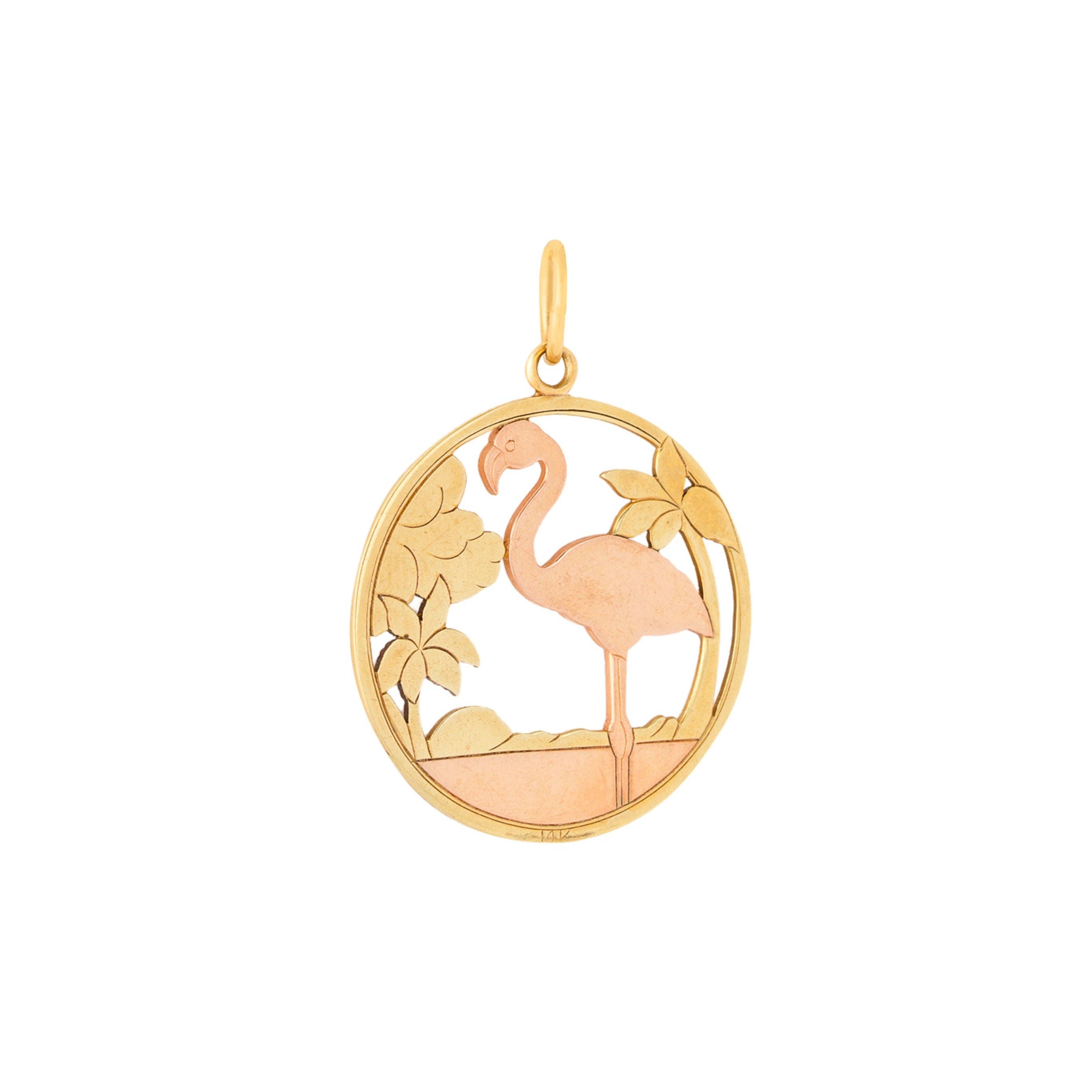 Extra Large Multi-Gold Flamingo Pendant Charm