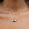 Enamel and 18K Gold Fish Charm