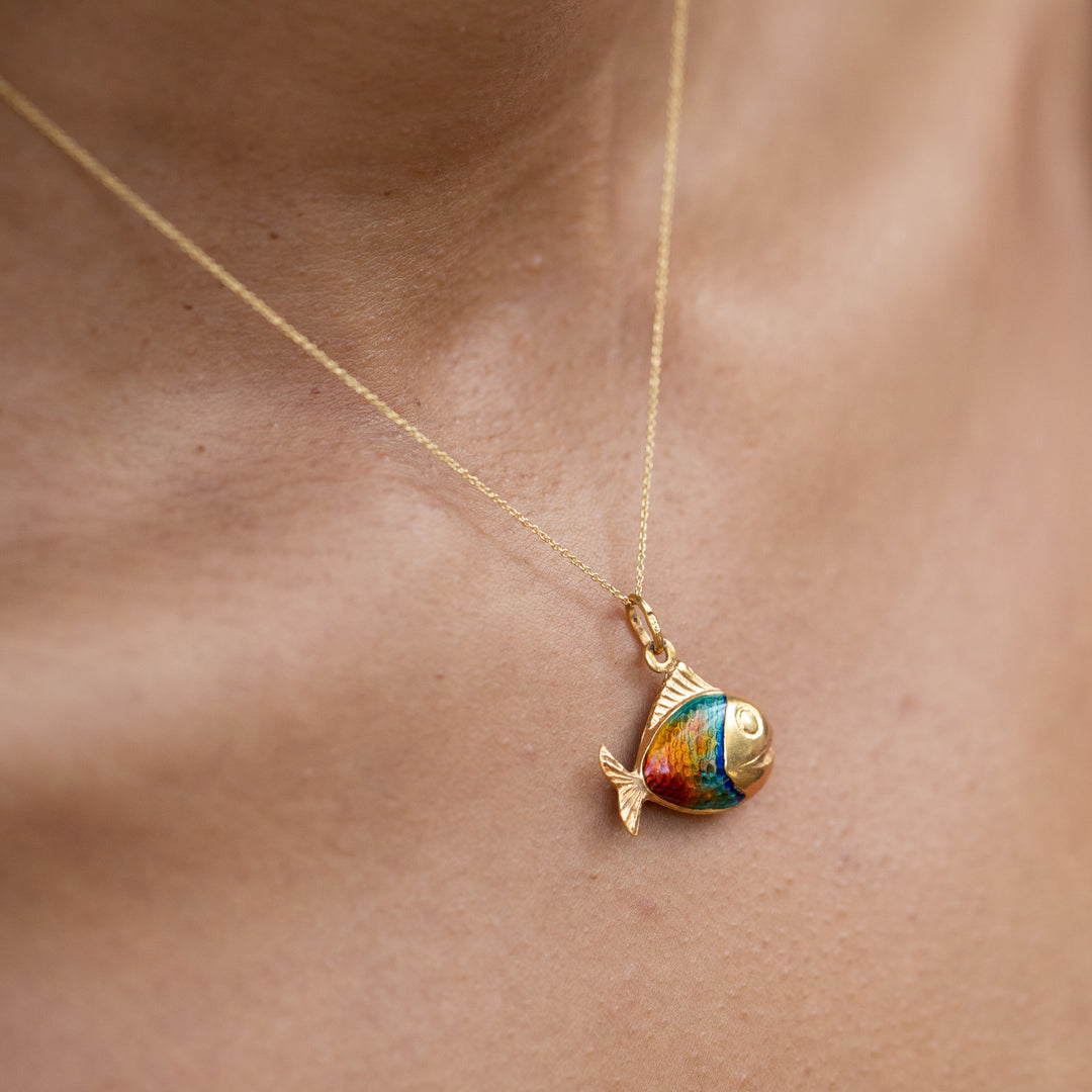 Enamel and 18K Gold Fish Charm