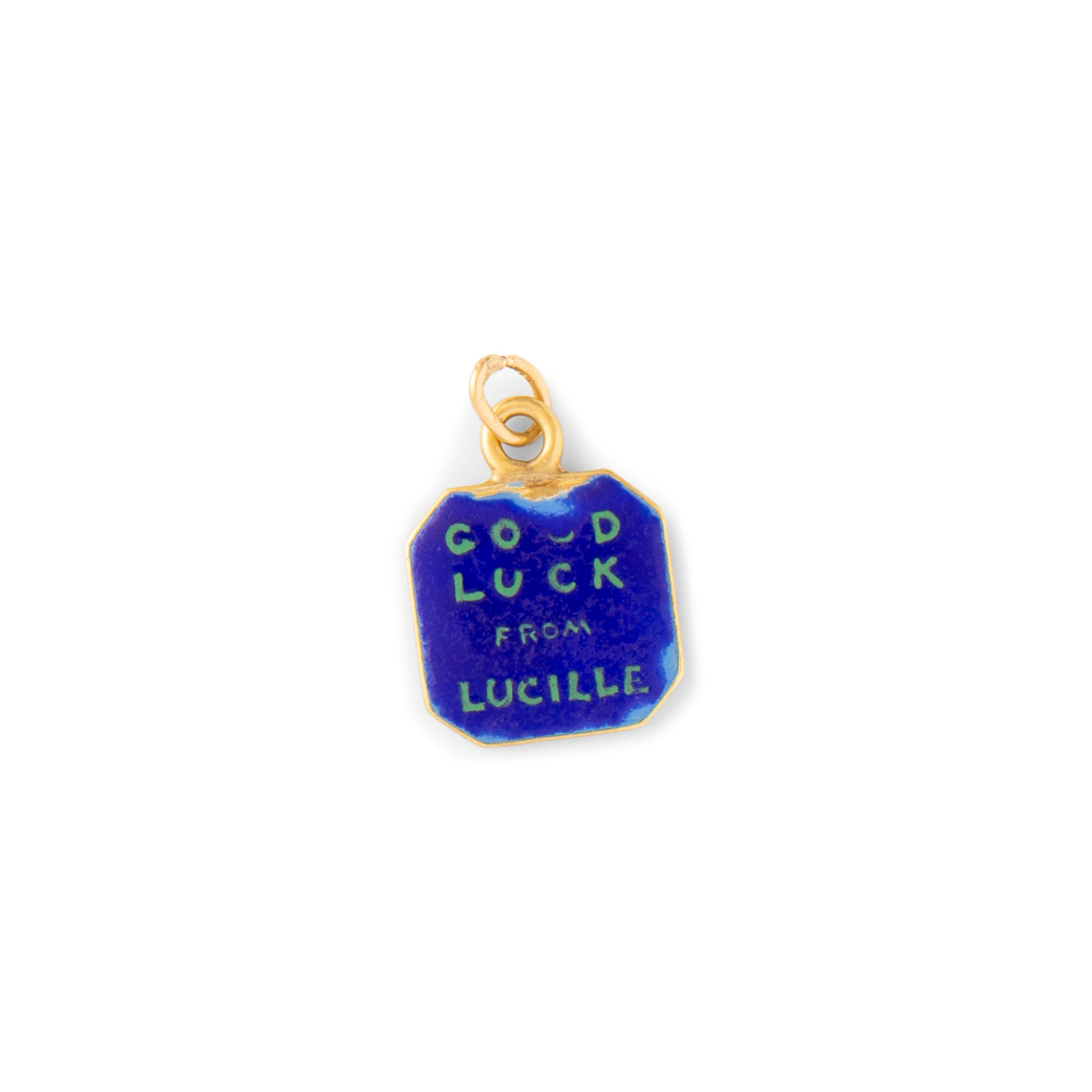 1930s "Good Luck" Enamel and 14K Gold Charm