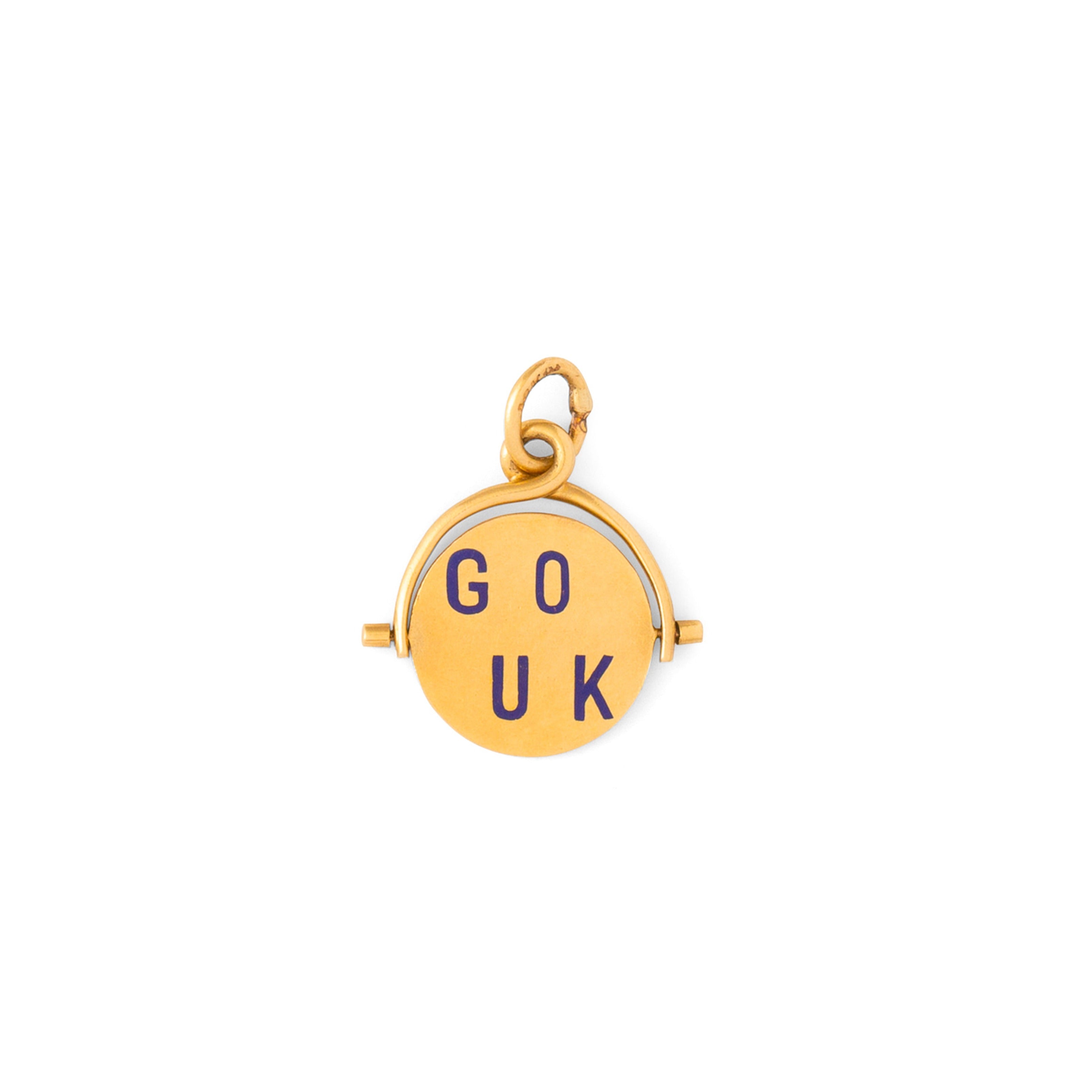 "Good Luck" Enamel and 14K Gold Spinner Charm