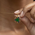 Plique-a-jour Enamel and 18K Gold Star of David Charm