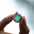 Plique-a-jour Enamel and 18K Gold Star of David Charm