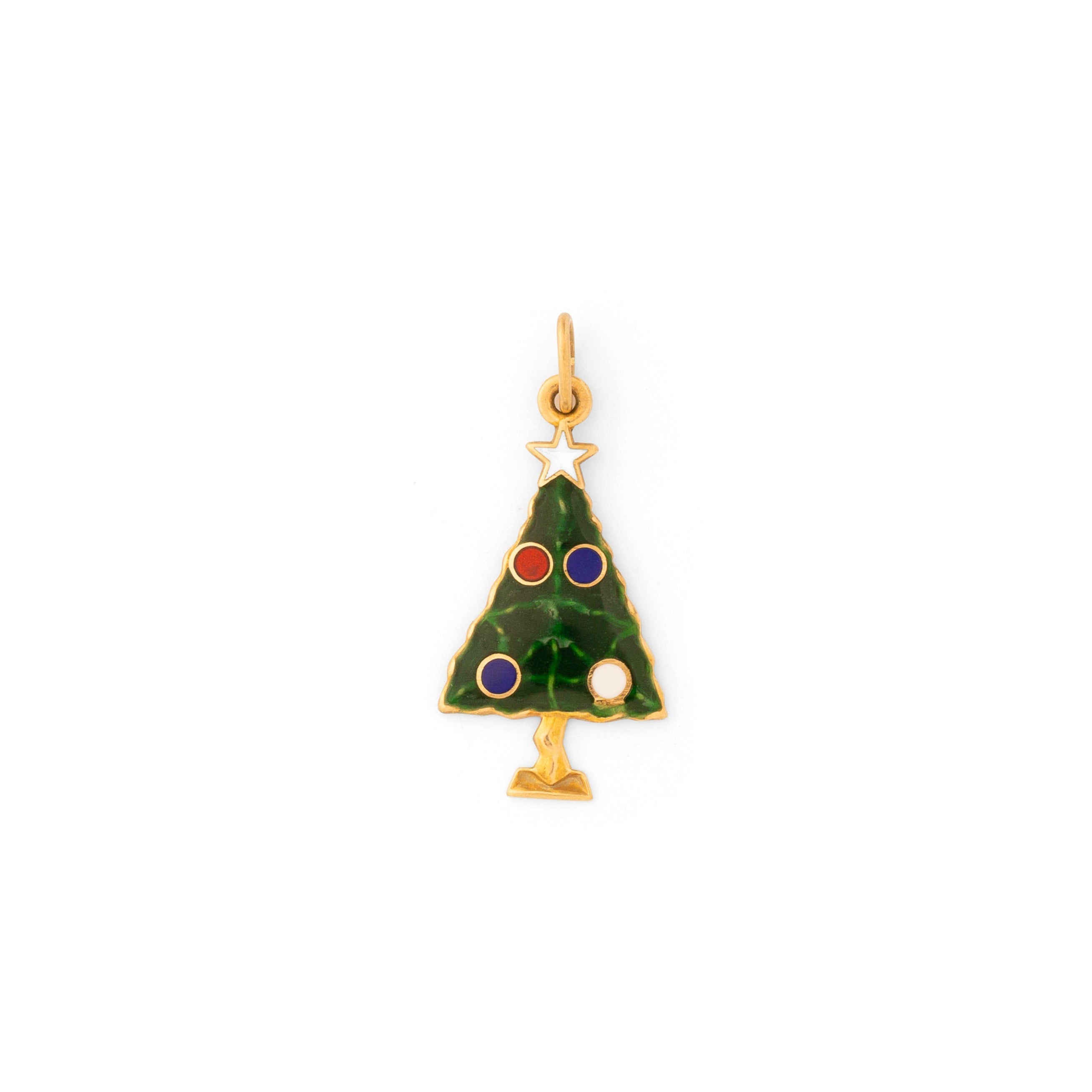 Christmas Tree 14k Gold and Enamel Charm