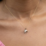 Movable Rock Crystal Grindstone And 14k Gold Charm