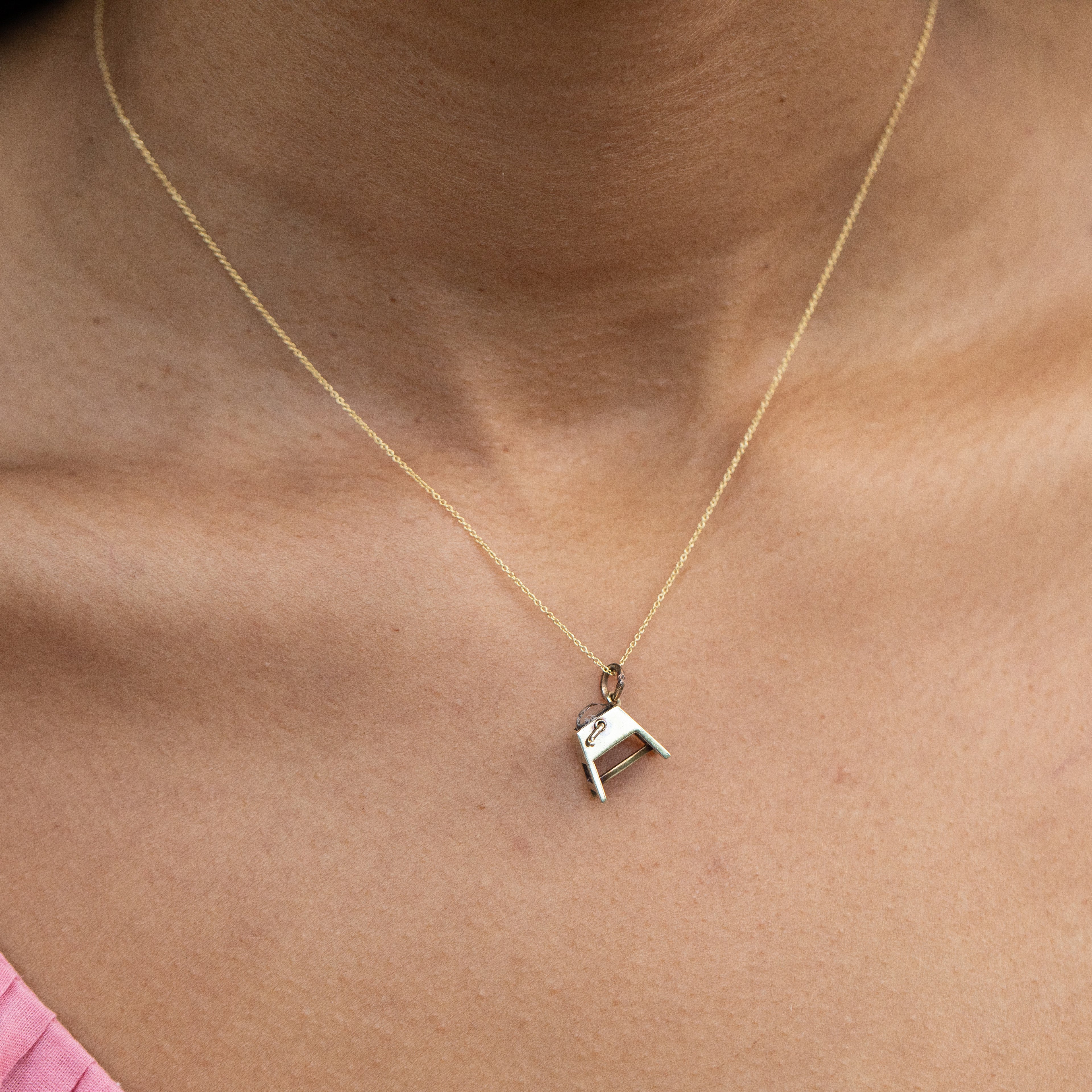 Movable Rock Crystal Grindstone And 14k Gold Charm