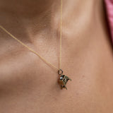 Movable Rock Crystal Grindstone And 14k Gold Charm