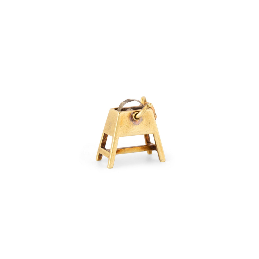 Movable Rock Crystal Grindstone And 14k Gold Charm