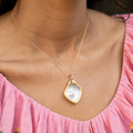 Modernist Pearl Shell and 14K Gold Pendant