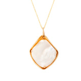 Modernist Pearl Shell and 14K Gold Pendant