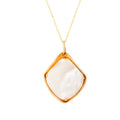 Modernist Pearl Shell and 14K Gold Pendant