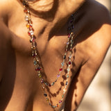 Victorian Harlequin Multi-Gemstone and 9K Chain Necklace