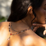 Victorian Harlequin Multi-Gemstone and 9K Chain Necklace