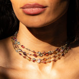 Victorian Harlequin Multi-Gemstone and 9K Chain Necklace