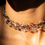 Victorian Harlequin Multi-Gemstone and 9K Chain Necklace
