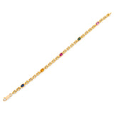 Italian 14K Gold and Multi-Color Stone Link Bracelet