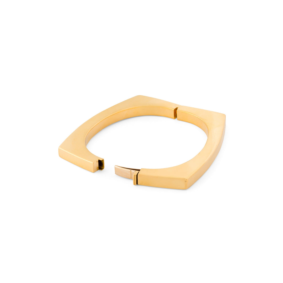 Italian Square-Shaped 18k Gold Bangle Bracelet