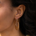 Large 14k Gold Engraved Floral Hoop Earrings