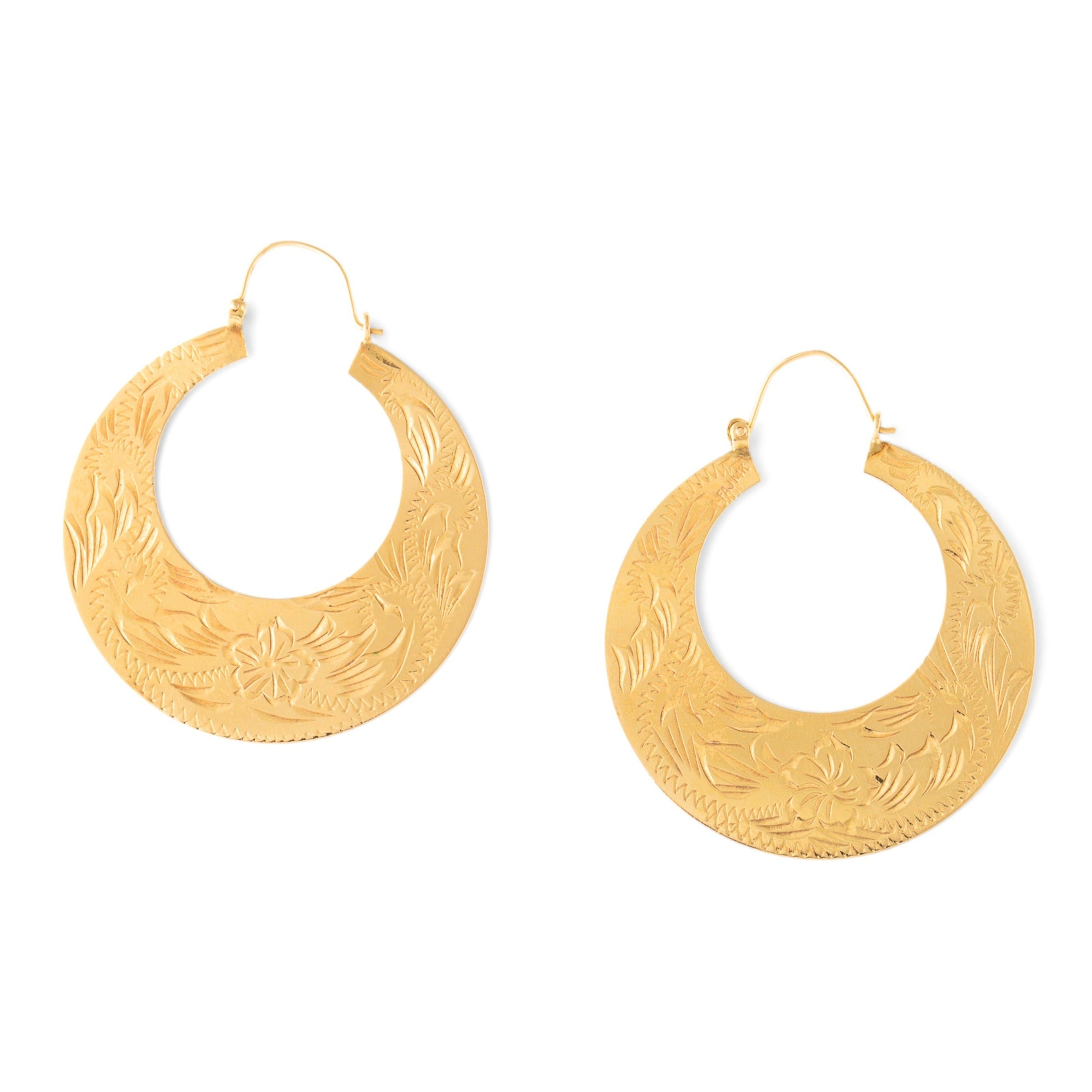 Buy Gold Plated Beads Embellished Floral Hoop Earrings by Ishhaara Online  at Aza Fashions.