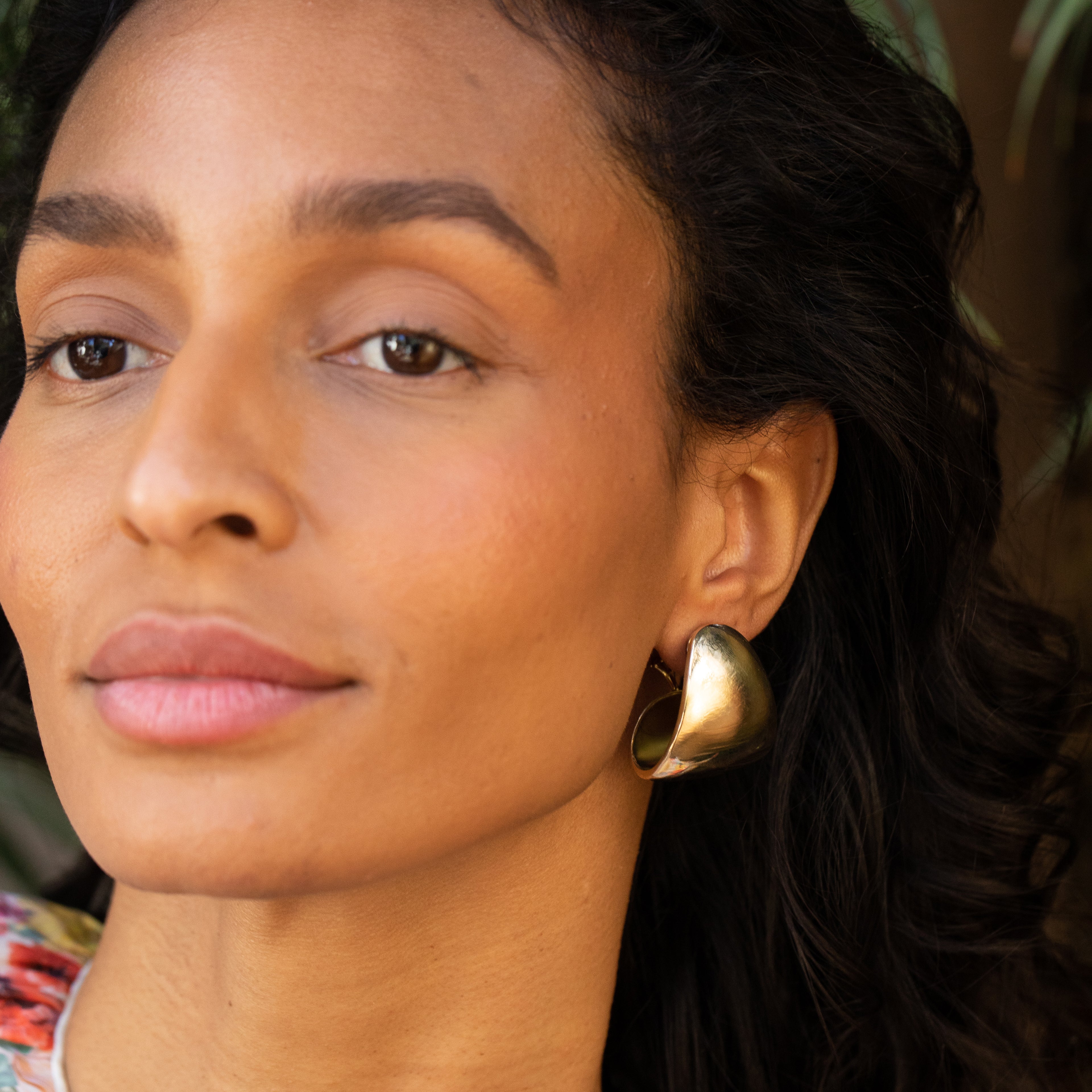 Large 14k Gold Folded Hoop Earrings