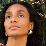 Large 14k Gold Folded Hoop Earrings