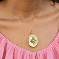 Victorian Turquoise, Pearl, and 18K Gold Starburst Locket
