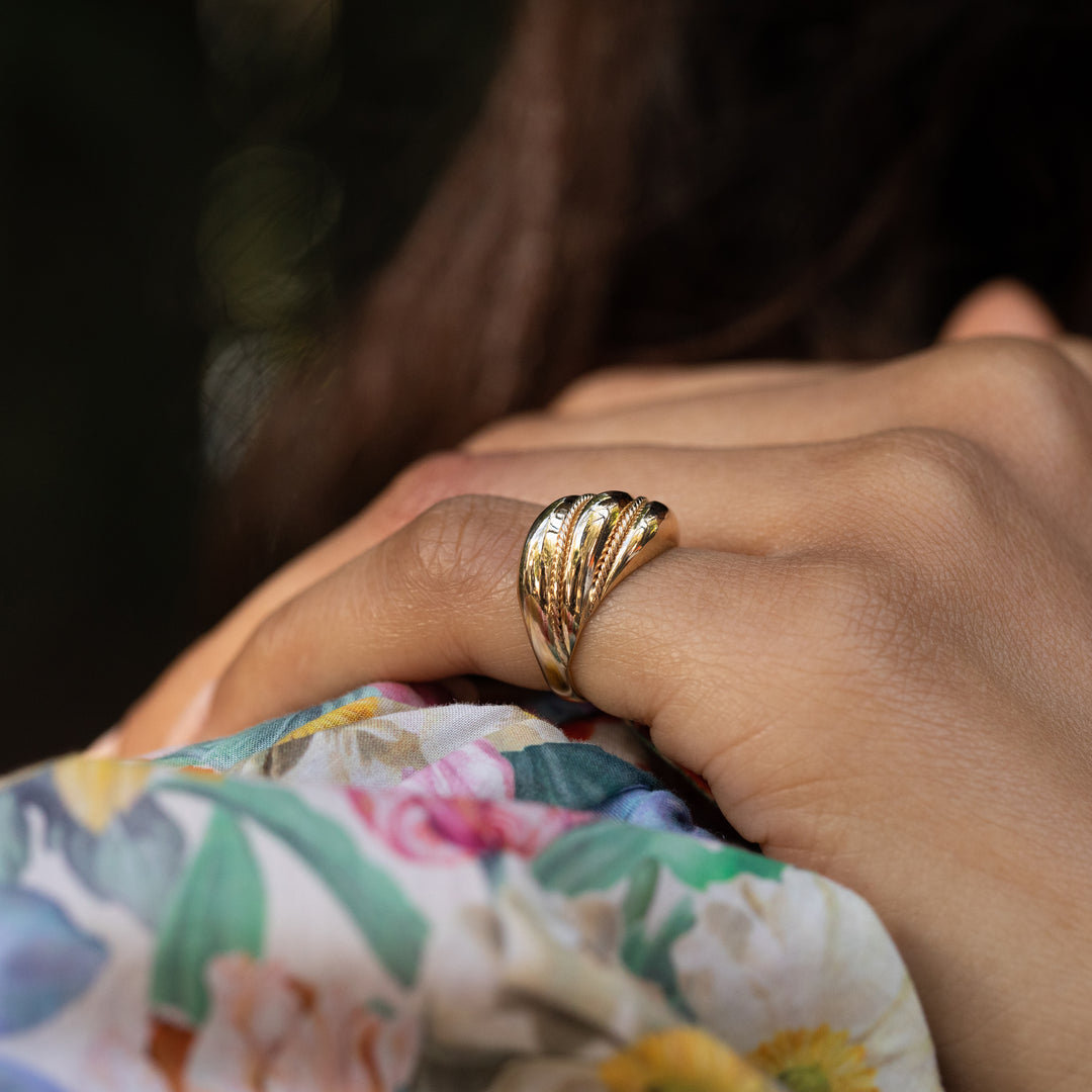 Three-Tier 14k Gold Dome Ring